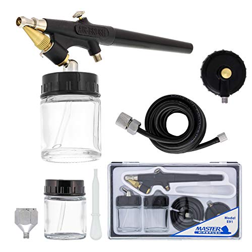 Master Airbrush Model E91 Airbrush Set Master Single-Action External Mix Siphon Feed Airbrush Set with 0.8mm Tip and 1/8" air inlet