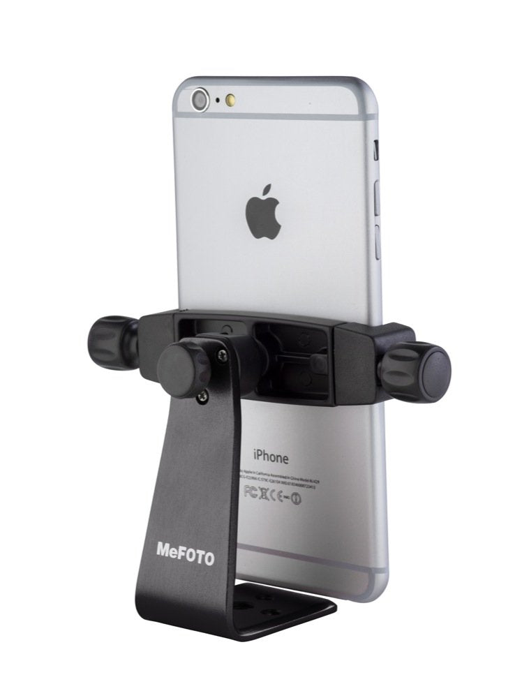 MeFOTO SideKick360 Plus Smartphone Tripod Mount-Stand-Holder, works with iPhones and Other Smartphones, fits 2.99" to 3.58" w/case - Black