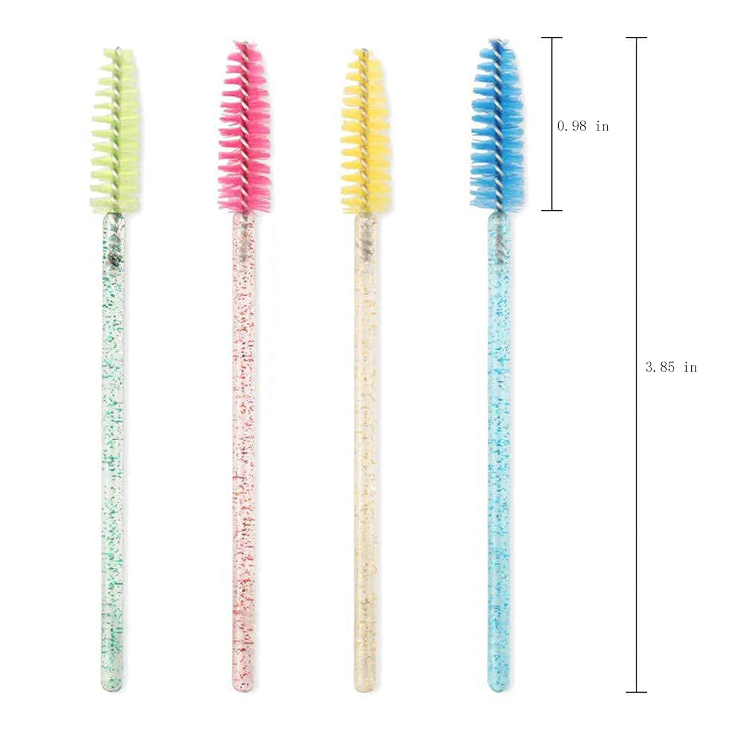 i-Laesh Crystal Mascara Wands Disposable, Eyebrow / Eyelash Brushes for Eyelash Extensions, Lashes Makeup Tool 100 Pcs（White）