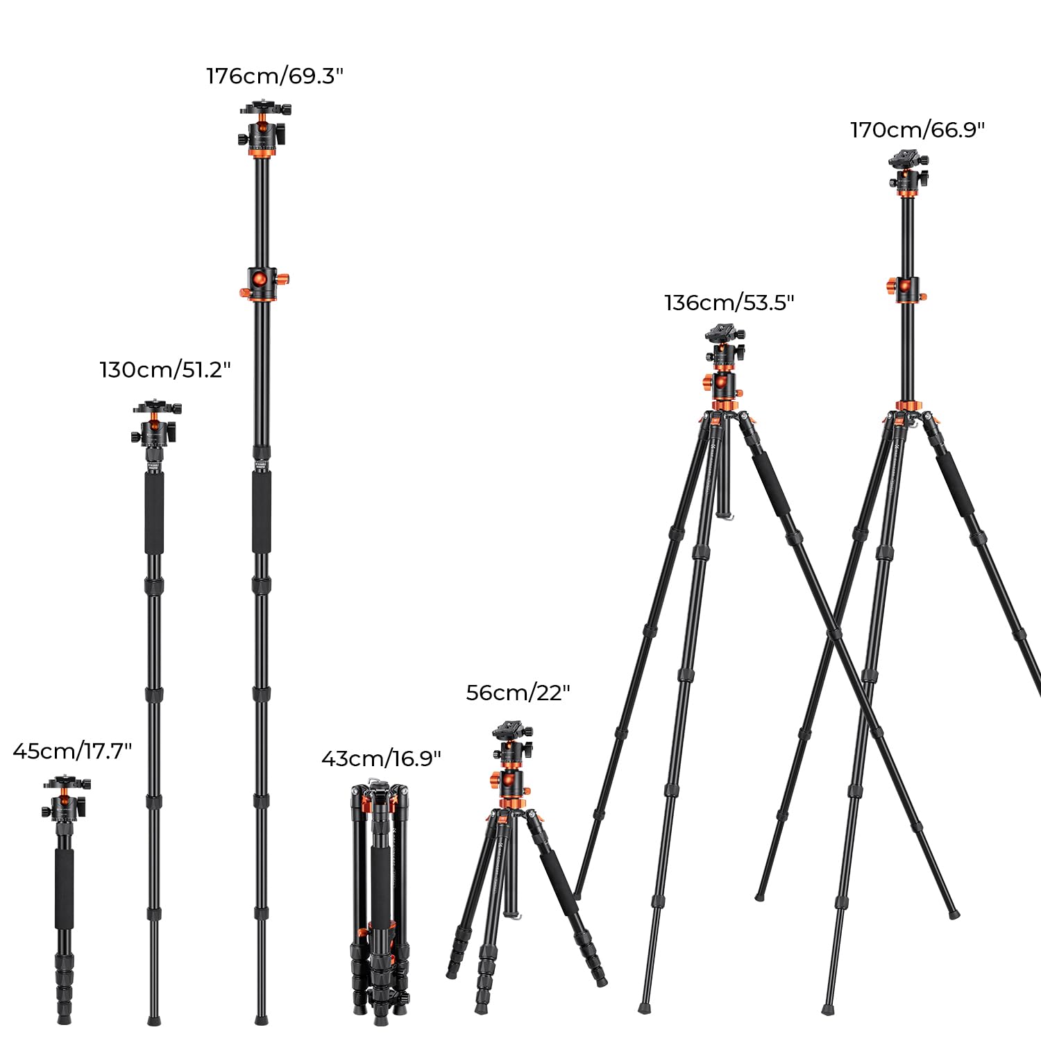 67 inch Camera Aluminum Tripods Portable Monopod with 360 Degree Ball Head