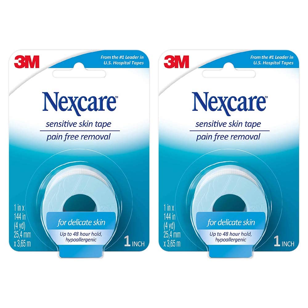 Nexcare Sensitive Skin Tape, 1 in x 4 yds, 2 Count (Pack of 1)