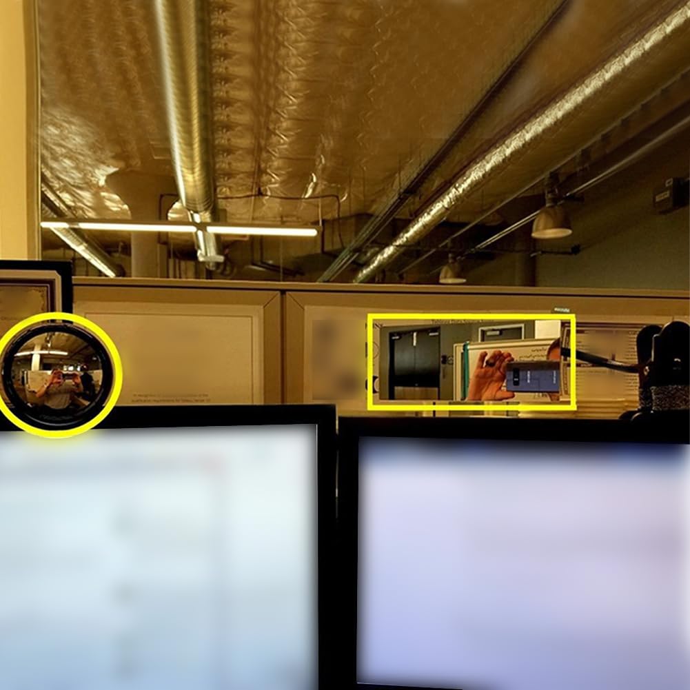 Ampper Clip On Security Mirror, Convex Cubicle Mirror for Personal Safety and Security Desk Rear View Monitors or Anywhere (6.69" x 2.95", Rectangle)