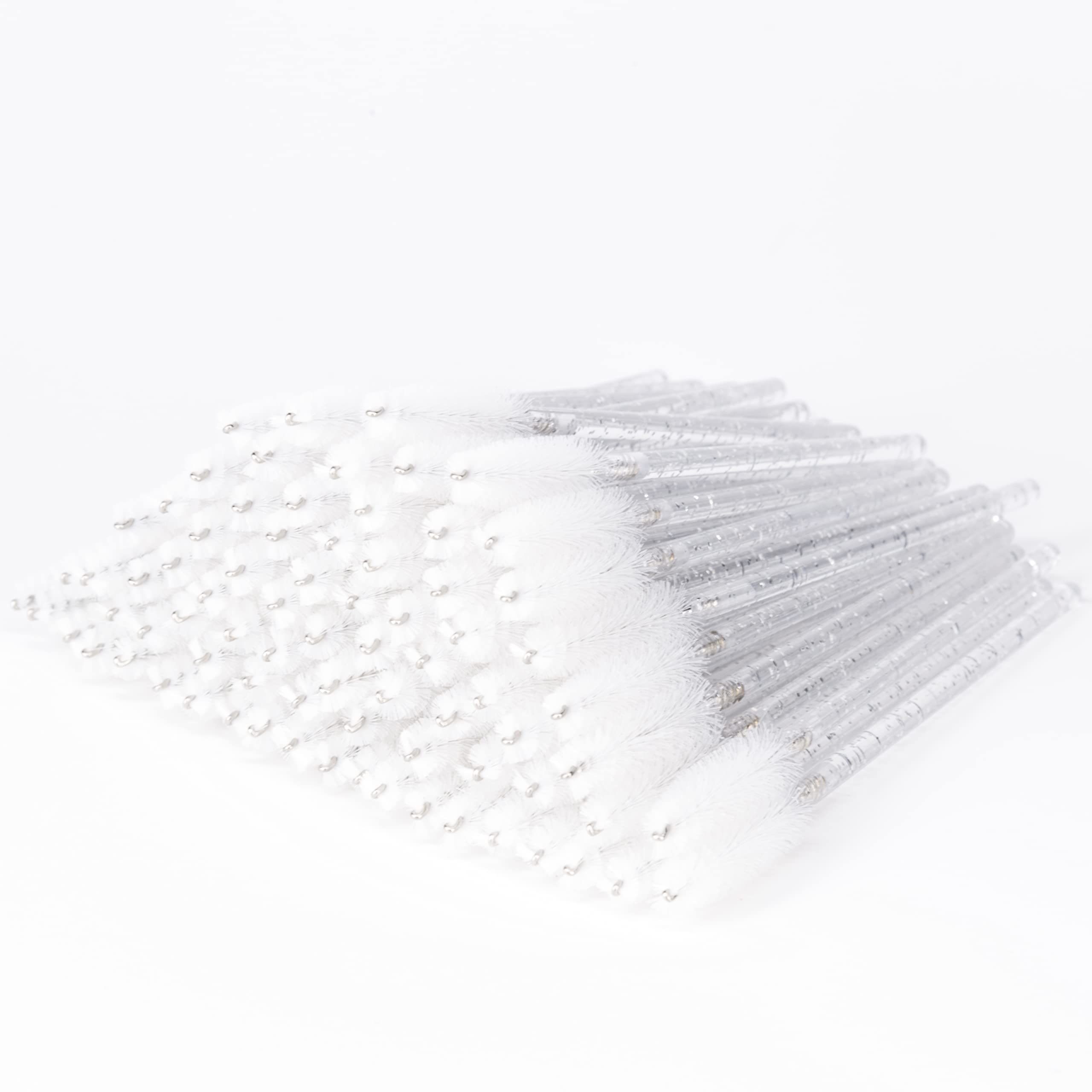 i-Laesh Crystal Mascara Wands Disposable, Eyebrow / Eyelash Brushes for Eyelash Extensions, Lashes Makeup Tool 100 Pcs（White）