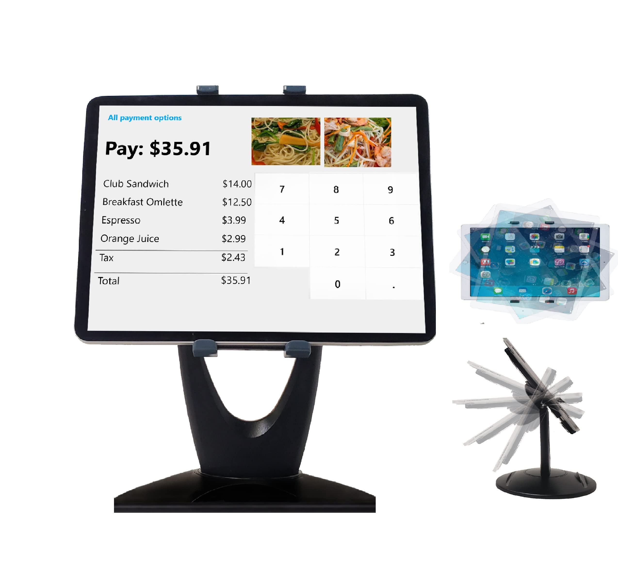 Large Rotating Commercial Tablet Stand, Swivel Base