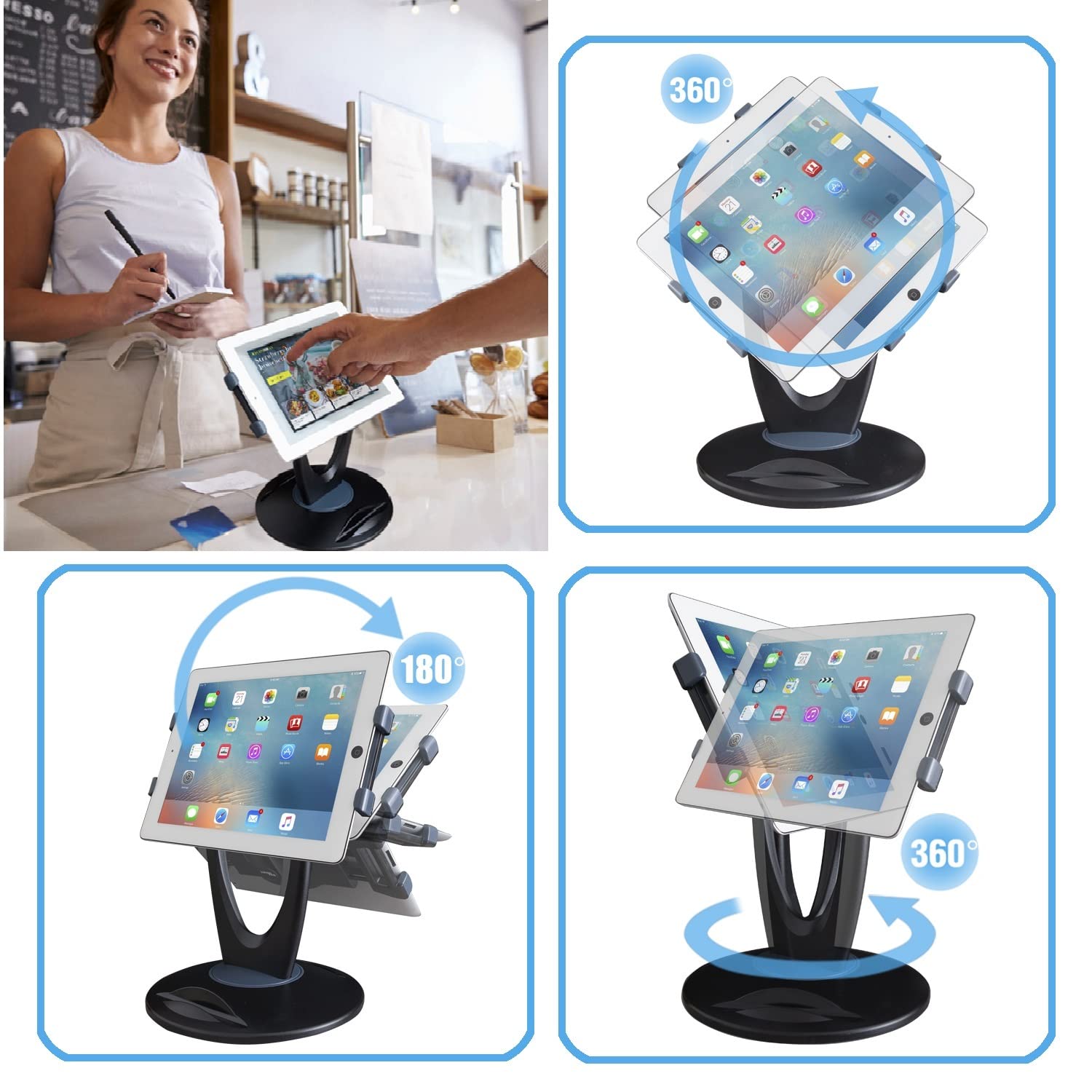 Large Rotating Commercial Tablet Stand, Swivel Base