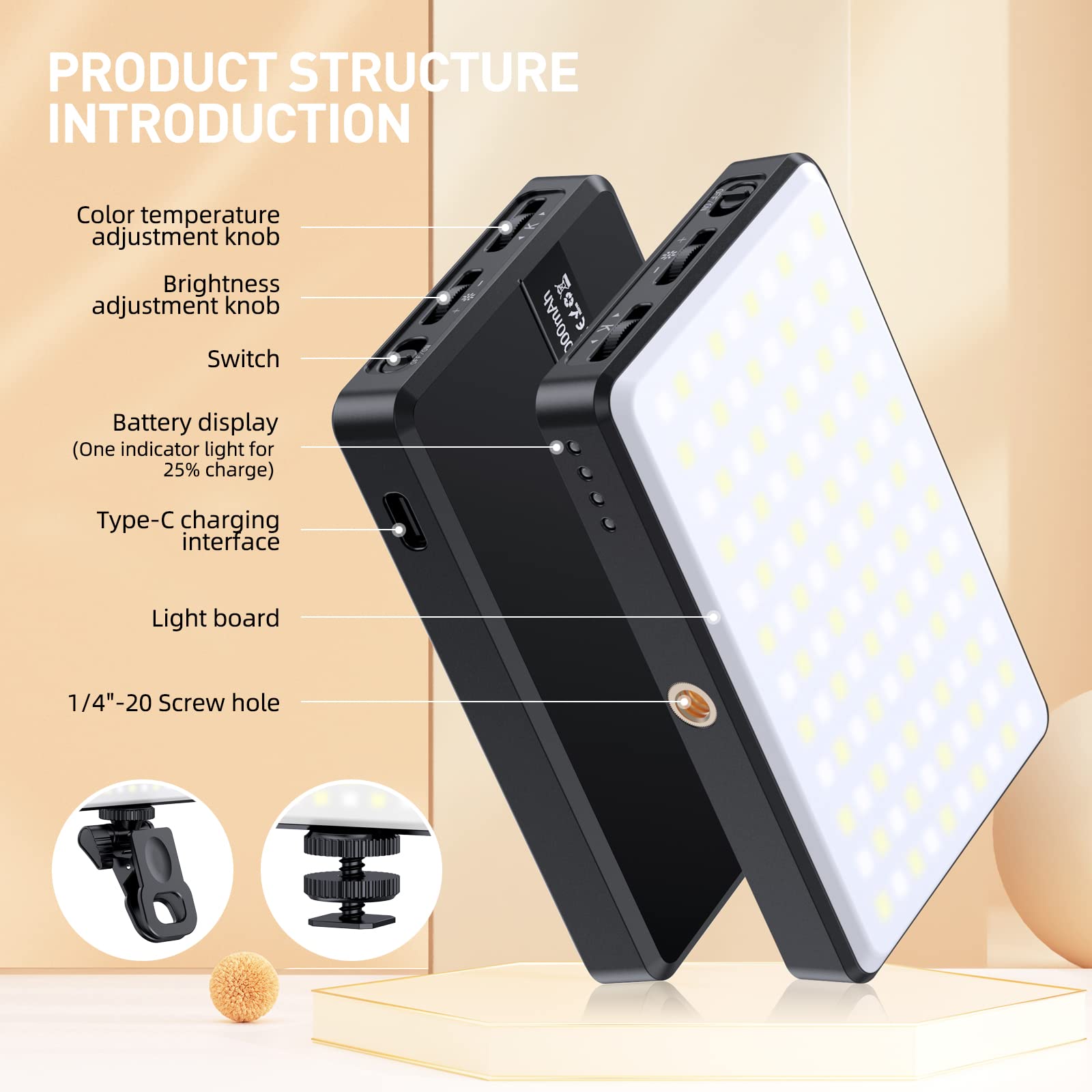 120 LED Phone Light, Selfie Light, Adjusted 3 Light Modes