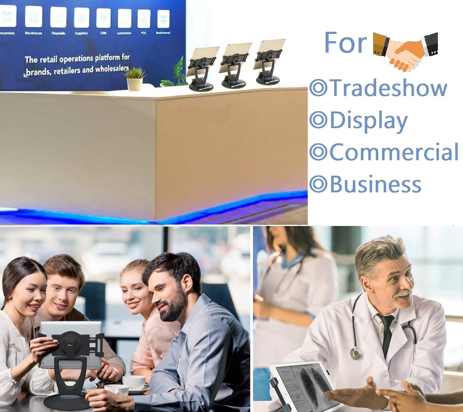 Large Rotating Commercial Tablet Stand, Swivel Base