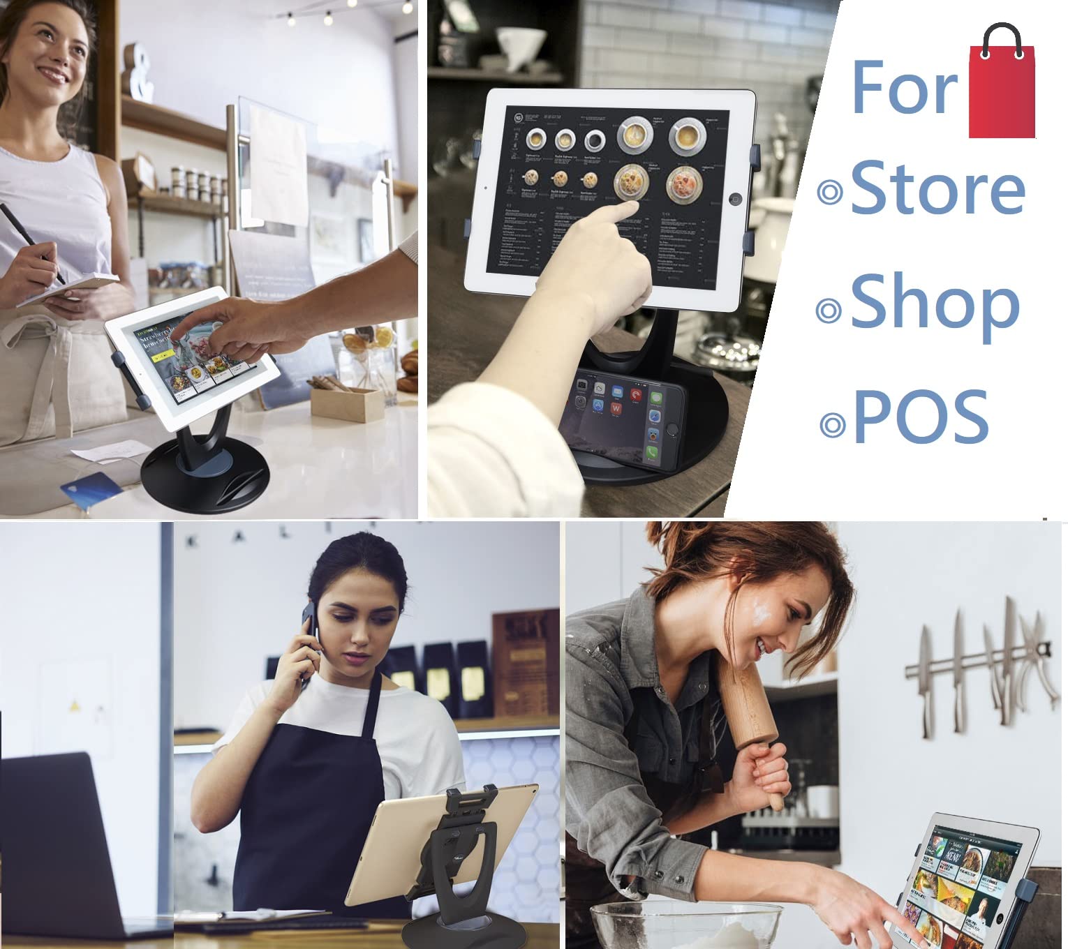 Large Rotating Commercial Tablet Stand, Swivel Base