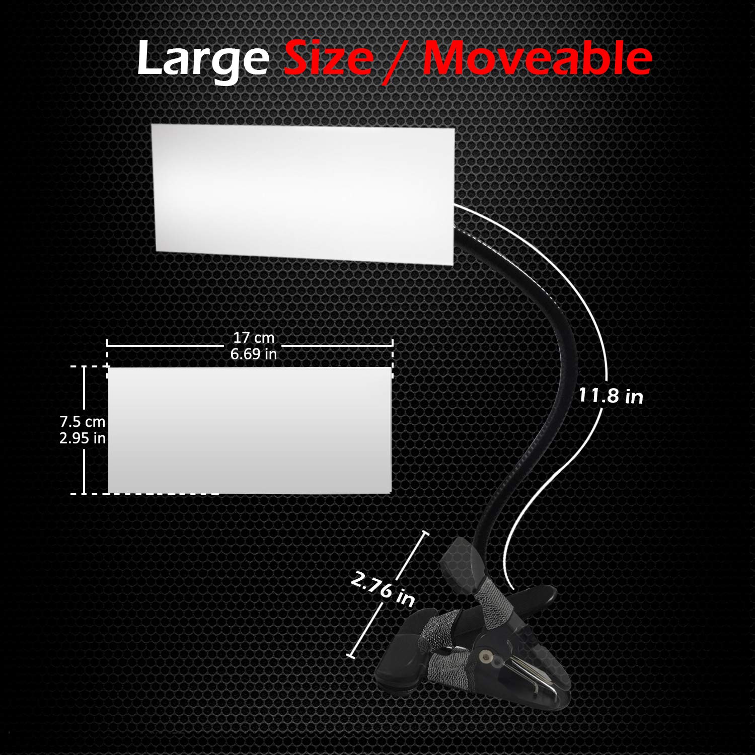 Ampper Clip On Security Mirror, Convex Cubicle Mirror for Personal Safety and Security Desk Rear View Monitors or Anywhere (6.69" x 2.95", Rectangle)