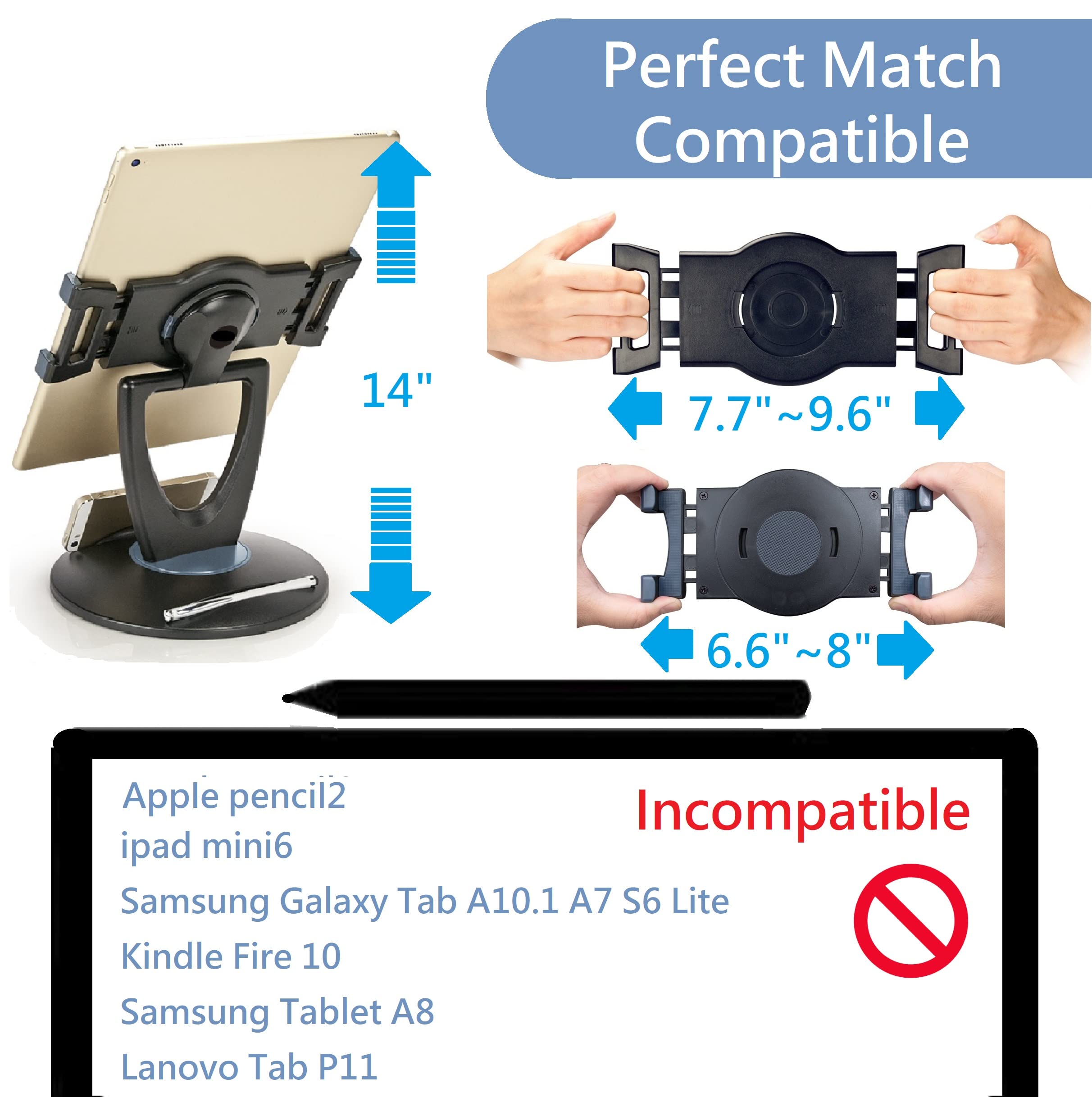 Large Rotating Commercial Tablet Stand, Swivel Base